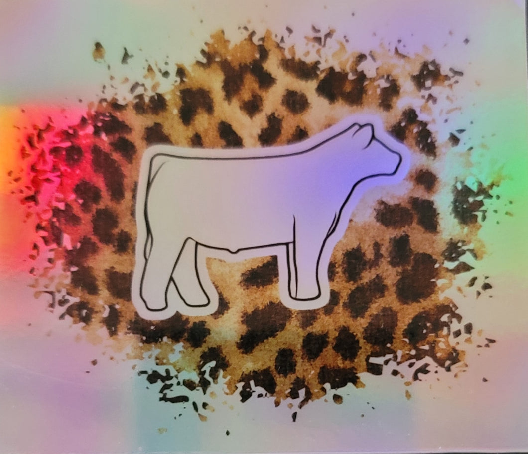 Holograph Leopard Show Steer Sticker
