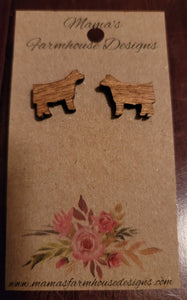 Wooden Steer Earrings