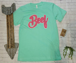 BEEF Shirt - Pink Lettering (3 colors)